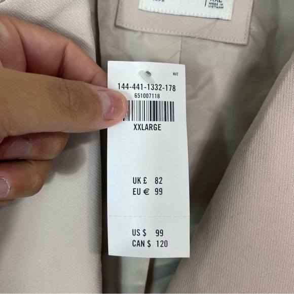 Abercrombie & Fitch Cropped Suited Blazer Jacket Cream‎ XXL - Picture 4 of 6